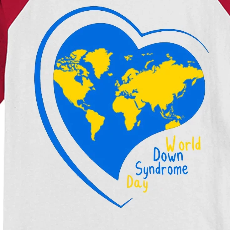 World Down Syndrome Day Heart Earth Kids Colorblock Raglan Jersey