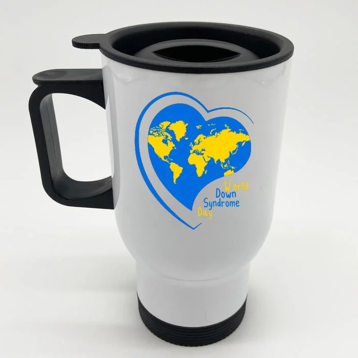 World Down Syndrome Day Heart Earth Front & Back Stainless Steel Travel Mug