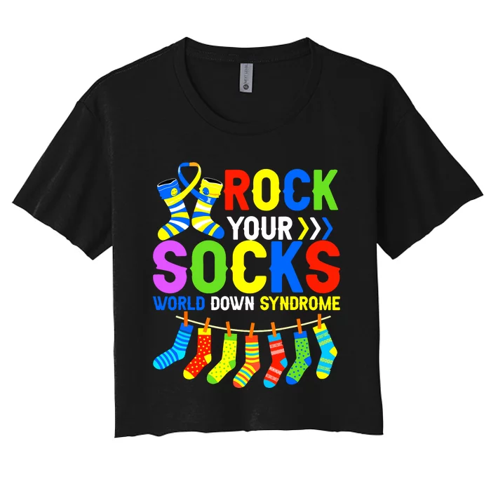 World Down Syndrome Day Awareness Rock Your Socks Women's Crop Top Tee