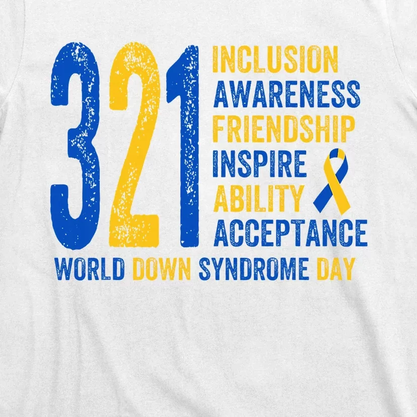 World Down Syndrome Day 3.21 Inspire And Awareness Ribbon T-Shirt