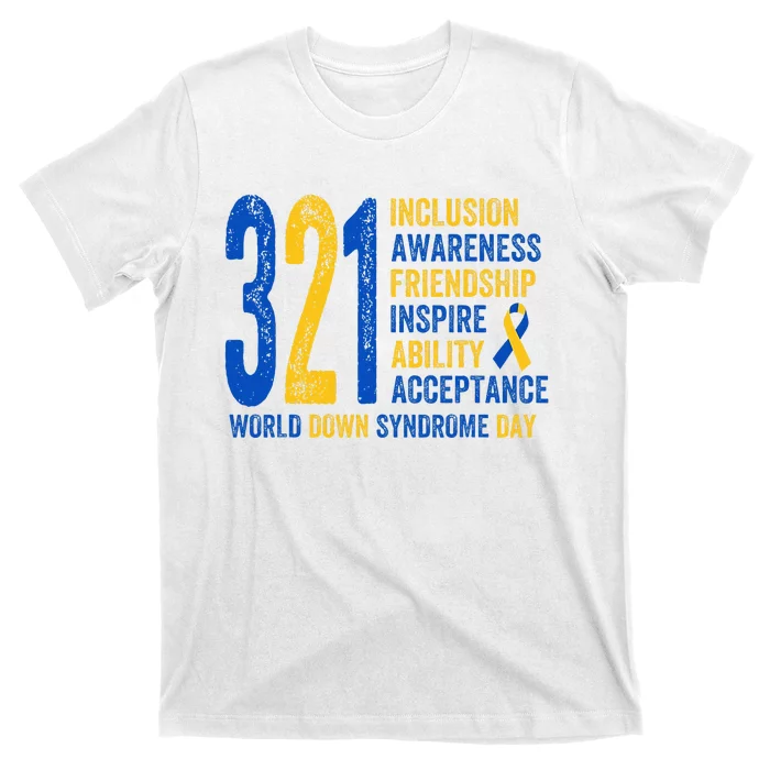 World Down Syndrome Day 3.21 Inspire And Awareness Ribbon T-Shirt