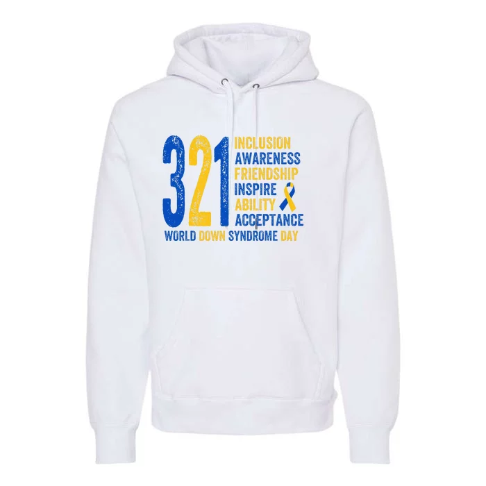 World Down Syndrome Day 3.21 Inspire And Awareness Ribbon Premium Hoodie