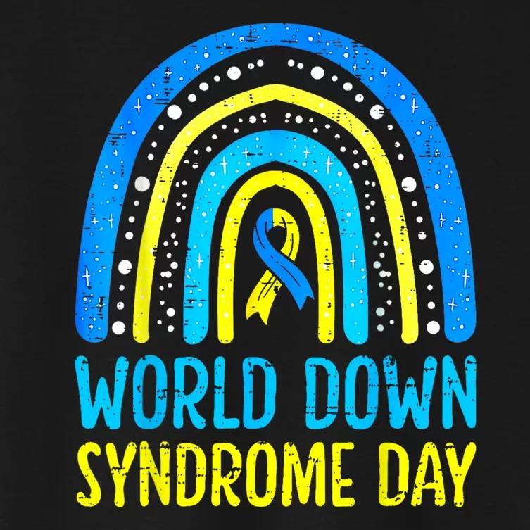 World Down Syndrome Day Awareness National T21 Month Rainbow Women's Crop Top Tee