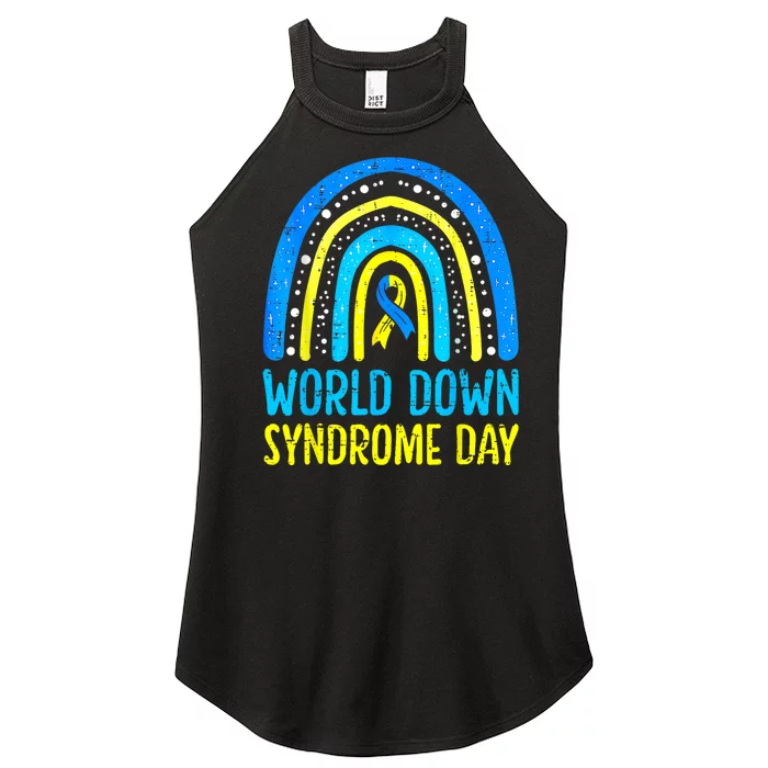 World Down Syndrome Day Awareness National T21 Month Rainbow Women’s Perfect Tri Rocker Tank