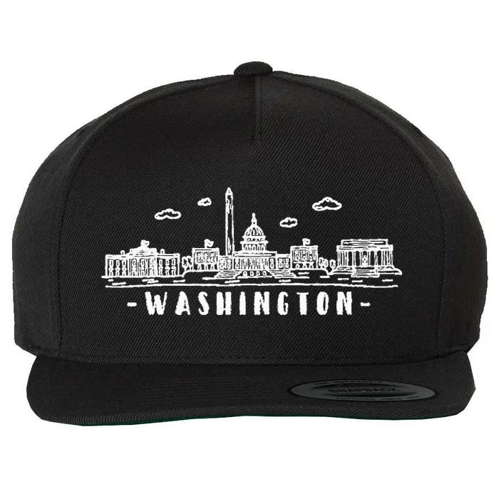 Washington Dc Skyline Wool Snapback Cap