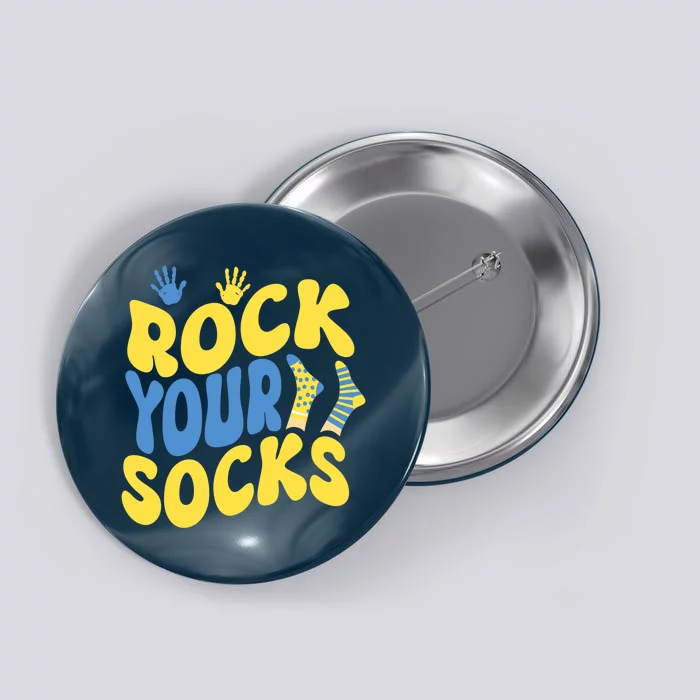 World Down Syndrome Day Rock Your Socks Groovy Button