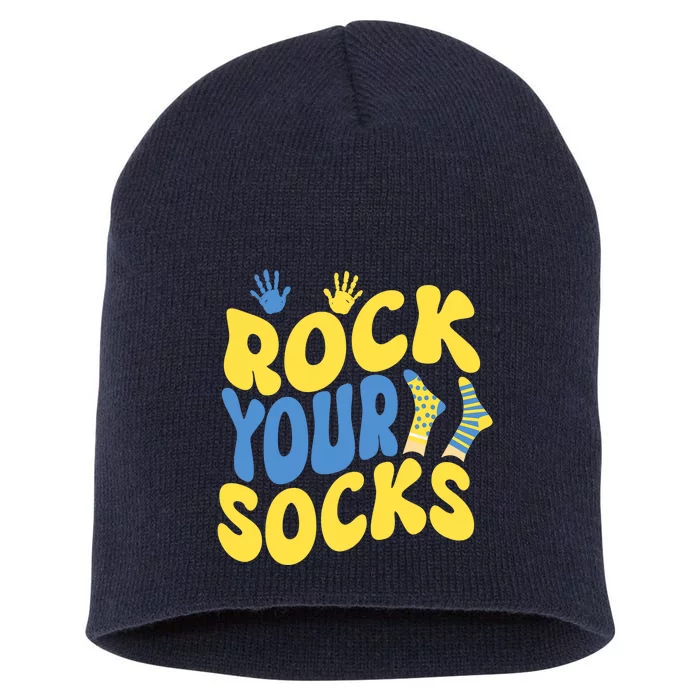 World Down Syndrome Day Rock Your Socks Groovy Short Acrylic Beanie