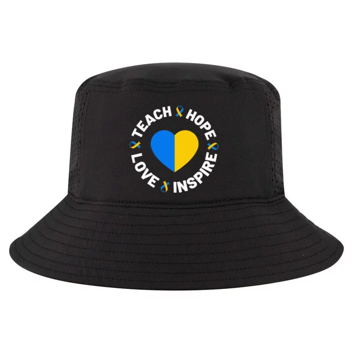 World Down Syndrome Day Awareness Ribbon Teach Hope Love T21 Cool Comfort Performance Bucket Hat