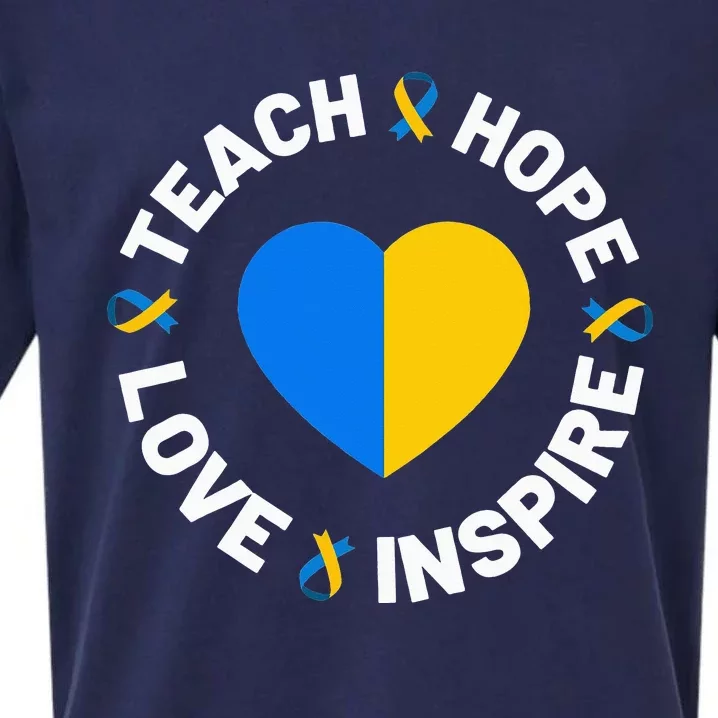 World Down Syndrome Day Awareness Ribbon Teach Hope Love T21 Sueded Cloud Jersey T-Shirt