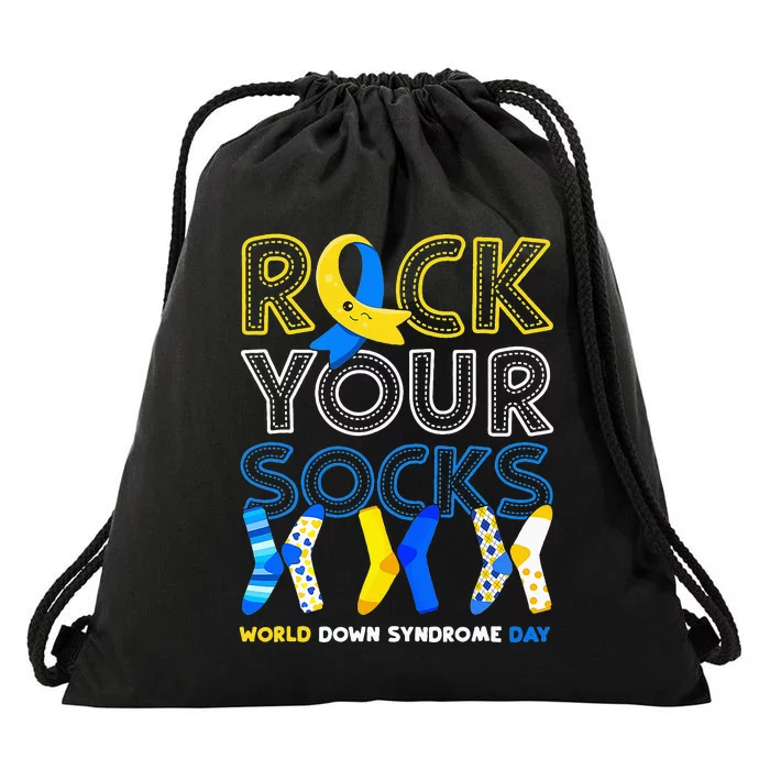 World Down Syndrome Day Rock Your Socks Awareness Copy Drawstring Bag