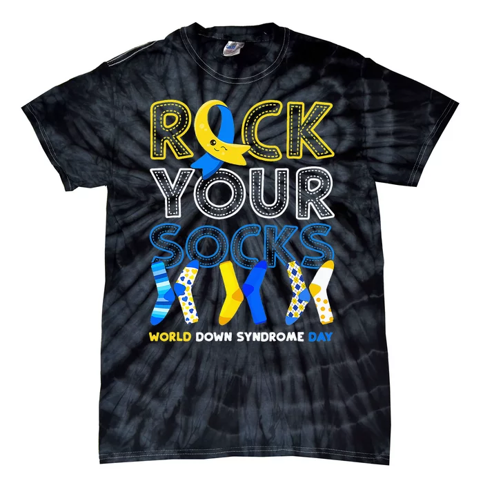 World Down Syndrome Day Rock Your Socks Awareness Copy Tie-Dye T-Shirt