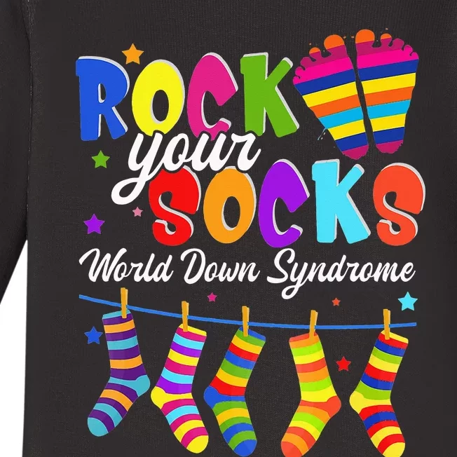 World Down Syndrome Day Rock Your Socks Awareness Baby Long Sleeve Bodysuit