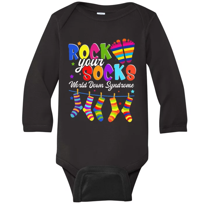 World Down Syndrome Day Rock Your Socks Awareness Baby Long Sleeve Bodysuit