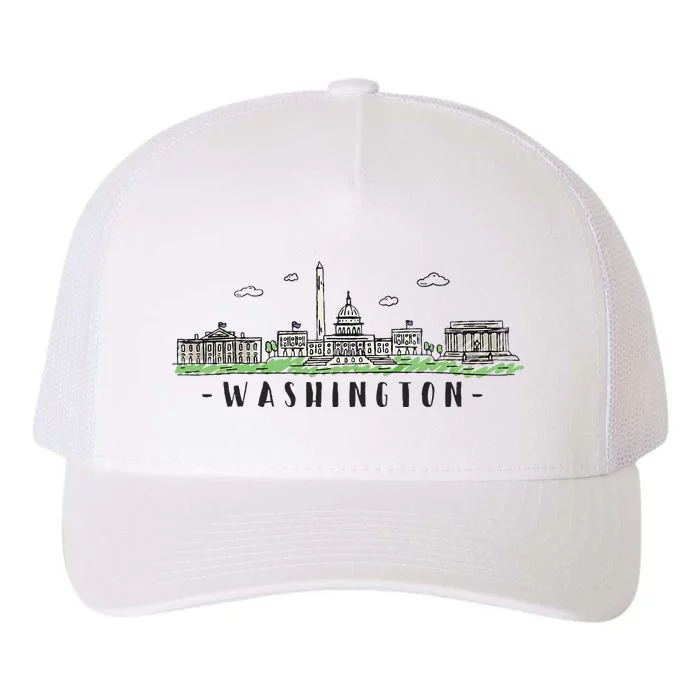 Washington Dc Skyline Vintage Yupoong Adult 5-Panel Trucker Hat