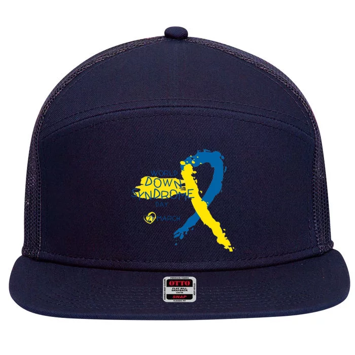 World Down Syndrome Day March 21st 7 Panel Mesh Trucker Snapback Hat