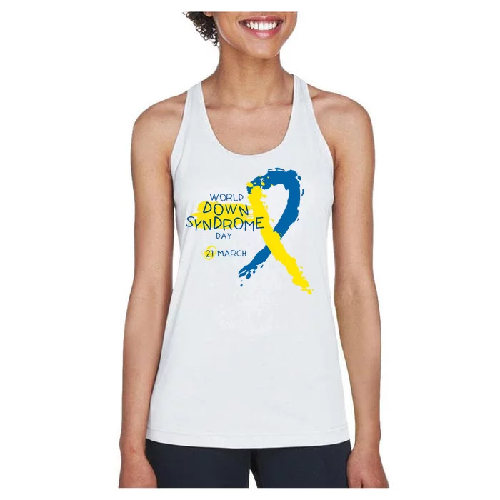 World Down Syndrome Day March 21st Women's Racerback Tank