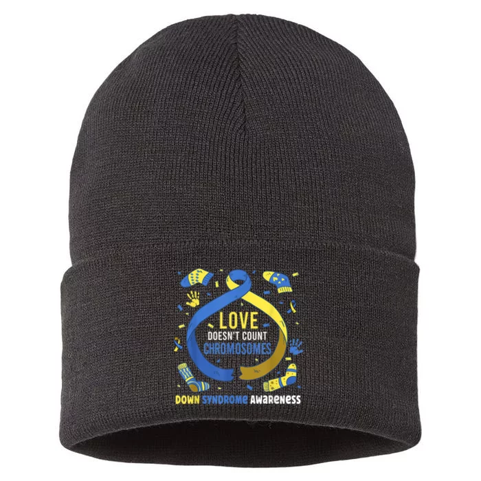 World Down Syndrome Awareness  Love Doesn't Count Chromosomes Sustainable Knit Beanie