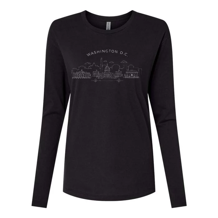 Washington D.C. Skyline Vintage Washington D.C. Womens Cotton Relaxed Long Sleeve T-Shirt