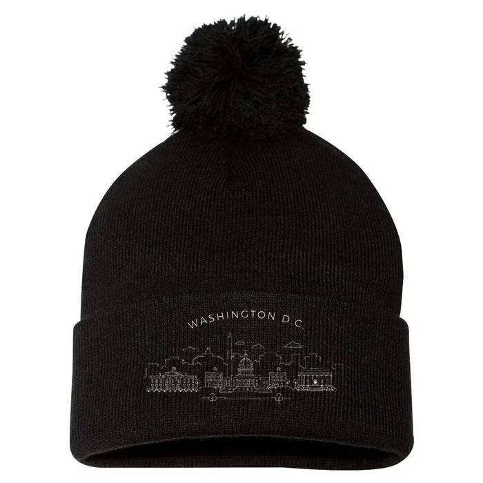 Washington D.C. Skyline Vintage Washington D.C. Pom Pom 12in Knit Beanie