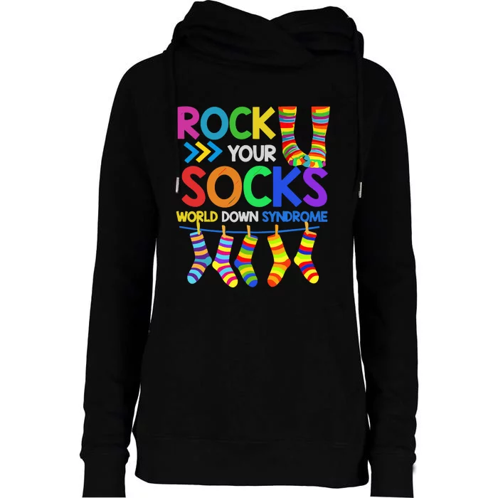 World Down Syndrome Day Rock Your Socks Awareness Womens Funnel Neck Pullover Hood