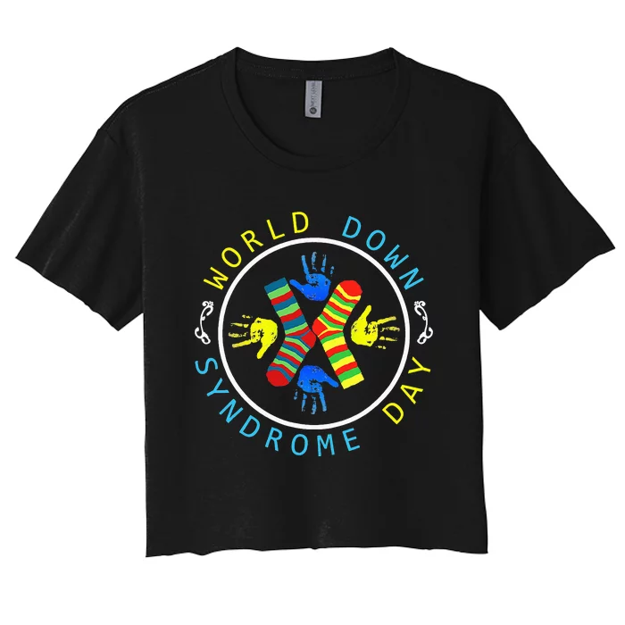 World Down Syndrome Day Awareness Socks T21 March 21 Women's Crop Top Tee