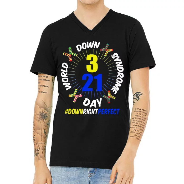 World Down Syndrome Day #DownRightPerfect V-Neck T-Shirt