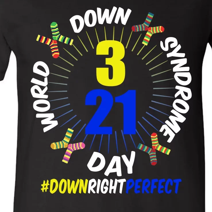 World Down Syndrome Day #DownRightPerfect V-Neck T-Shirt