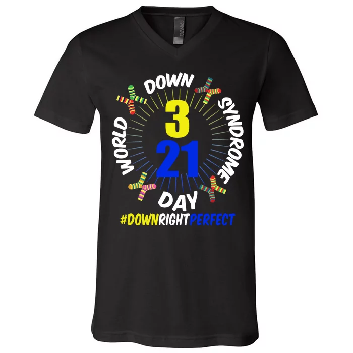 World Down Syndrome Day #DownRightPerfect V-Neck T-Shirt