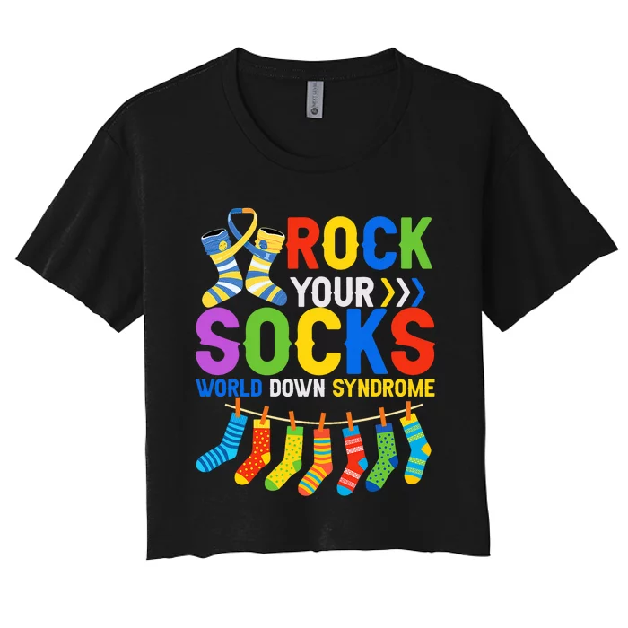 World Down Syndrome Day Awareness Rock Your Socks Women's Crop Top Tee