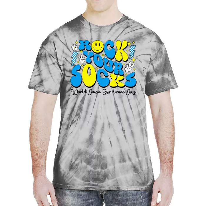 World Down Syndrome Awareness Groovy Rock Your Socks Tie-Dye T-Shirt