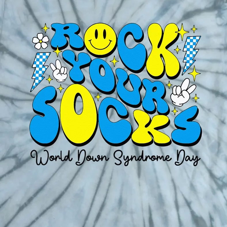 World Down Syndrome Awareness Groovy Rock Your Socks Tie-Dye T-Shirt