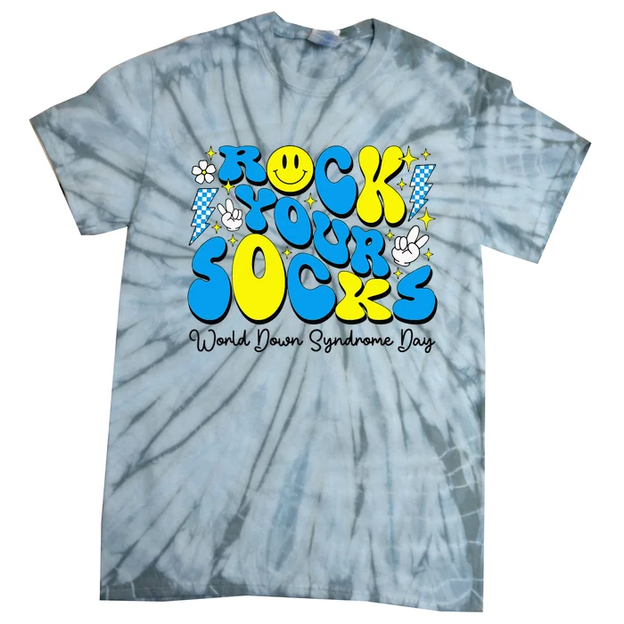 World Down Syndrome Awareness Groovy Rock Your Socks Tie-Dye T-Shirt