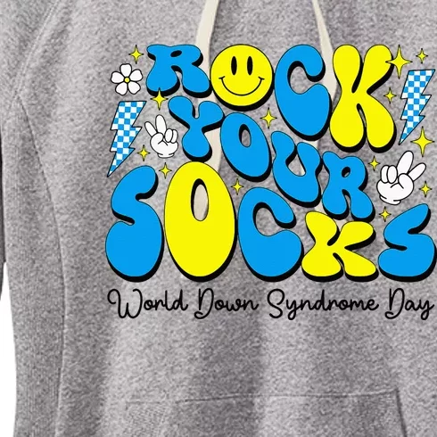 World Down Syndrome Awareness Groovy Rock Your Socks Women's Fleece Hoodie