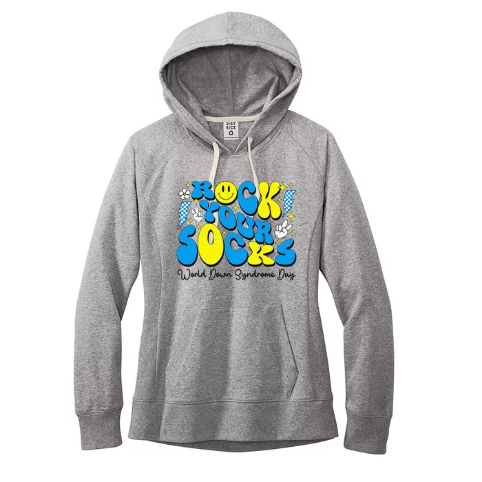 World Down Syndrome Awareness Groovy Rock Your Socks Women's Fleece Hoodie