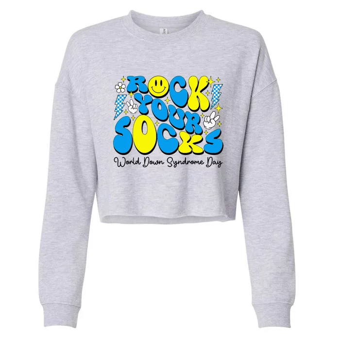 World Down Syndrome Awareness Groovy Rock Your Socks Cropped Pullover Crew