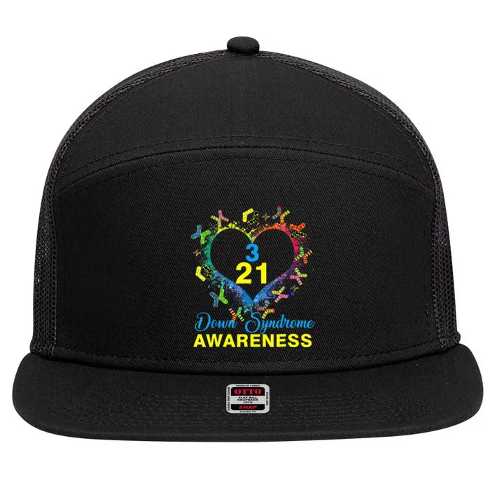 World Down Syndrome Day Awareness Socks Heart 21 March 7 Panel Mesh Trucker Snapback Hat