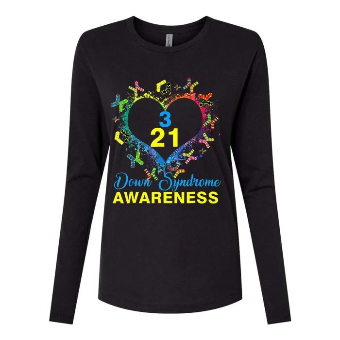 World Down Syndrome Day Awareness Socks Heart 21 March Womens Cotton Relaxed Long Sleeve T-Shirt