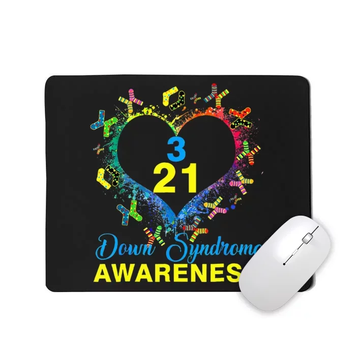 World Down Syndrome Day Awareness Socks Heart 21 March Mousepad