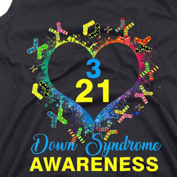 World Down Syndrome Day Awareness Socks Heart 21 March Tank Top