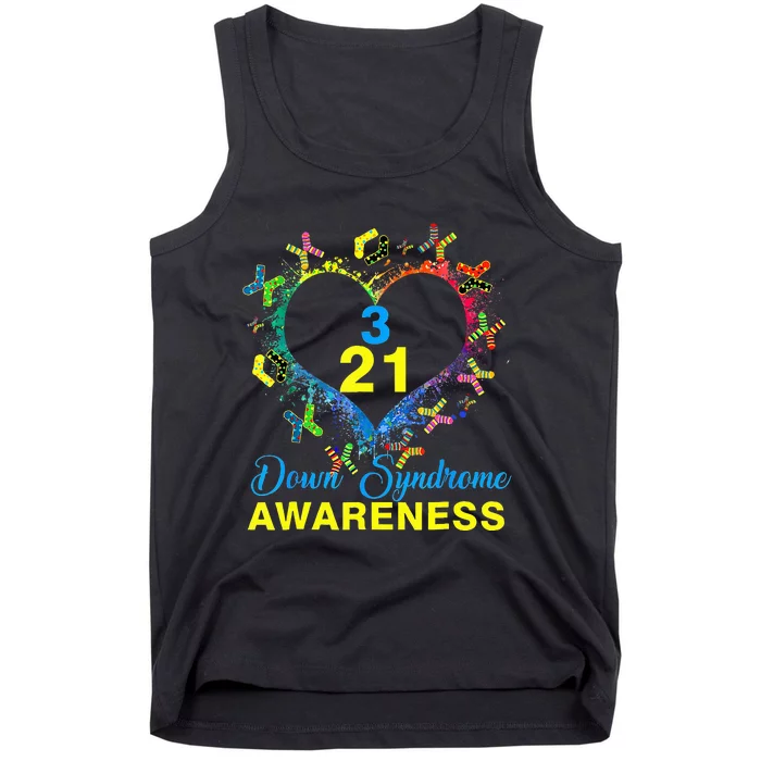 World Down Syndrome Day Awareness Socks Heart 21 March Tank Top