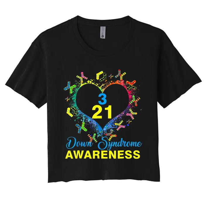 World Down Syndrome Day Awareness Socks Heart 21 March Women's Crop Top Tee