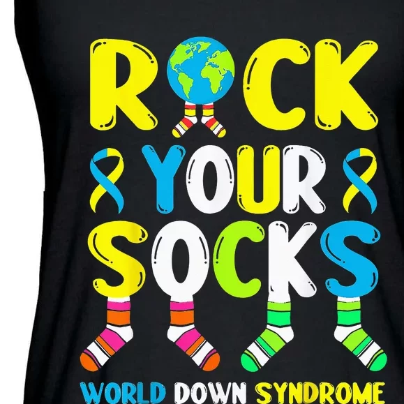 World Down Syndrome Day R0ck Your S0cks Awareness Ladies Essential Flowy Tank