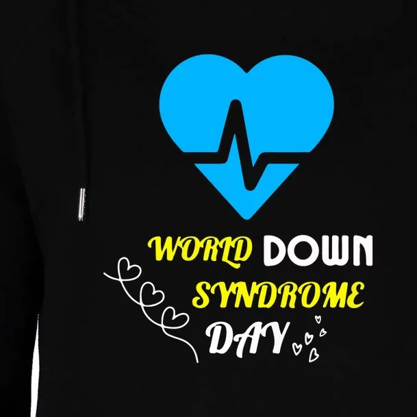 World Down Syndrom Day Heart Relaxed Fit Gift Womens Funnel Neck Pullover Hood