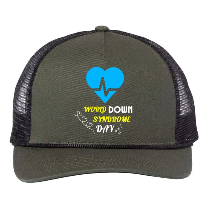 World Down Syndrom Day Heart Relaxed Fit Gift Retro Rope Trucker Hat Cap