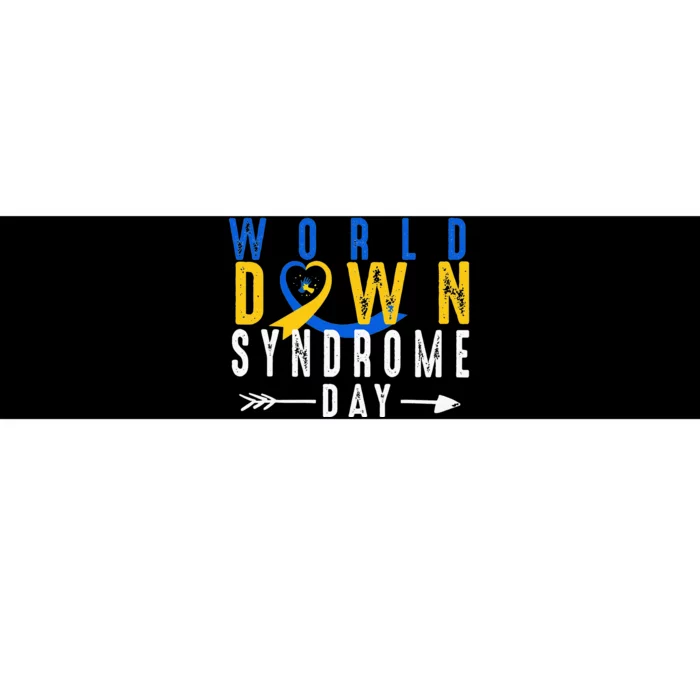 World Down Syndrome Day Ribbon Blue And Yellow Heart Hands Bumper Sticker