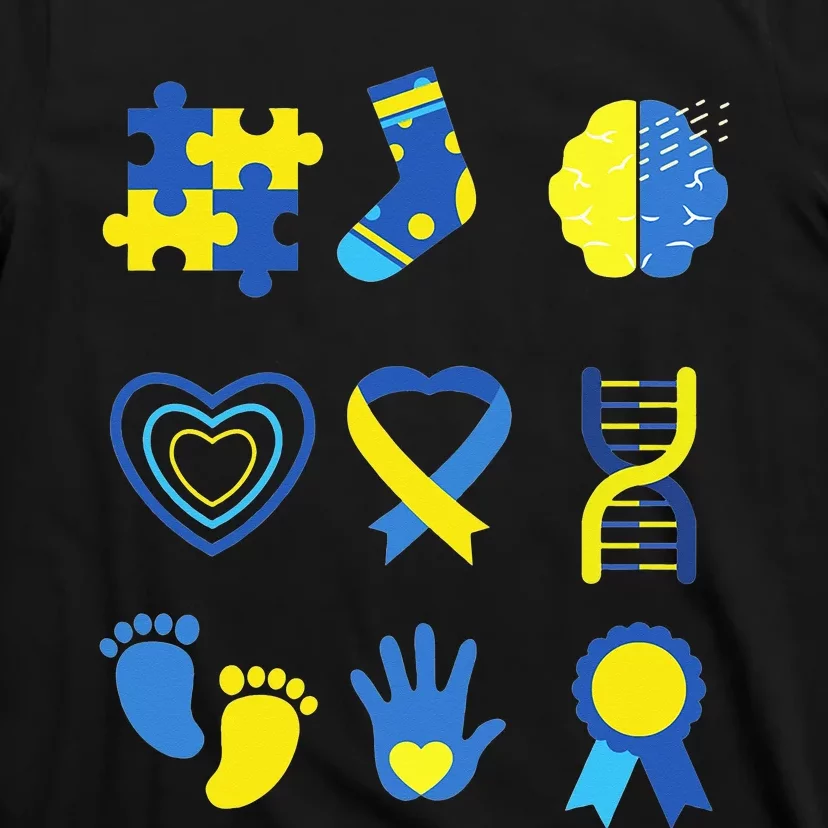 World Down Syndrome Day Ribbon Blue Yellow Butterfly Socks T-Shirt