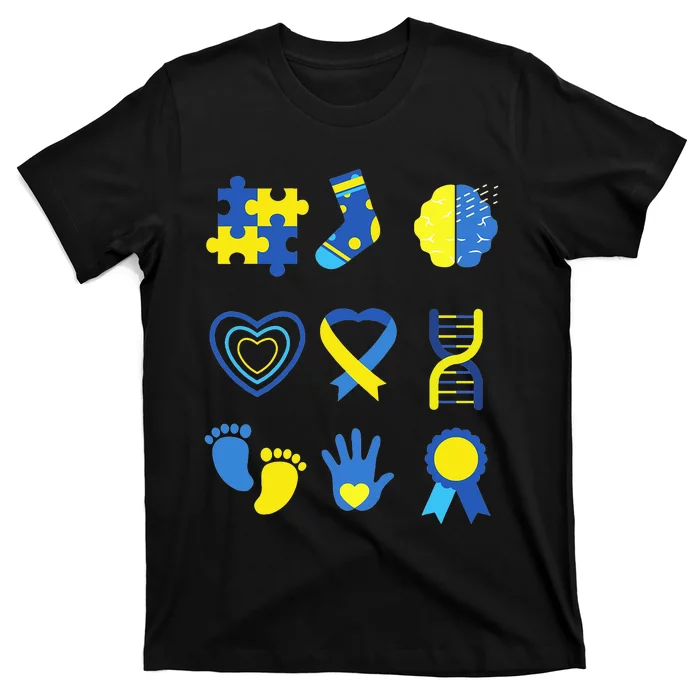 World Down Syndrome Day Ribbon Blue Yellow Butterfly Socks T-Shirt