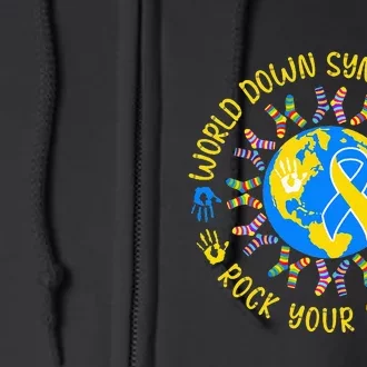 World Down Syndrome Day Ribbon Rock Your Socks Awareness Full Zip Hoodie