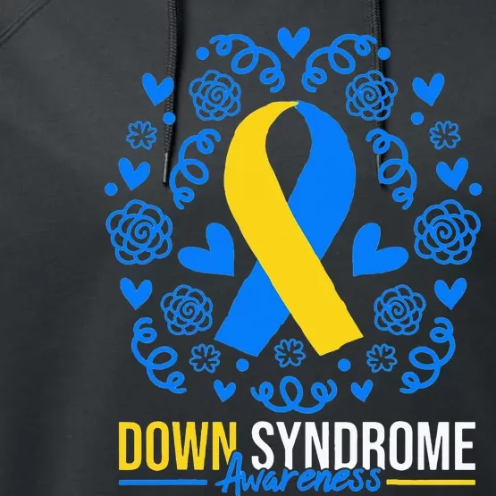 World Down Syndrome Awareness Day Ribbon March 21 Performance Fleece Hoodie