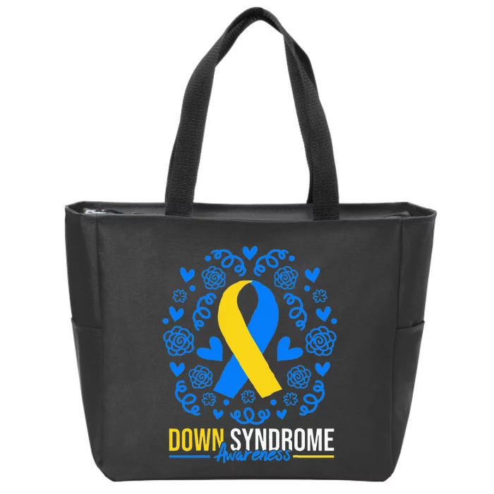 World Down Syndrome Awareness Day Ribbon March 21 Zip Tote Bag